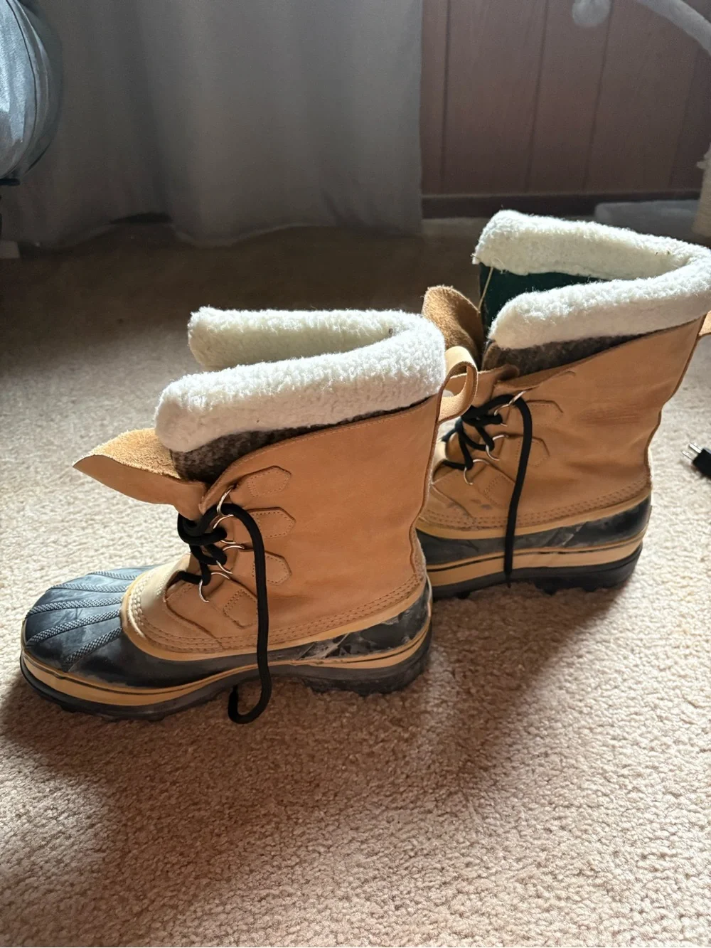Sorel Tan and Black Winter Duck Boots